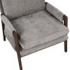 Mid-Century Modern Velvet Accent Chair,Leisure Chair with Solid Wood and Thick Seat Cushion for Living Room,Bedroom,Studio,Grey