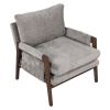 Mid-Century Modern Velvet Accent Chair,Leisure Chair with Solid Wood and Thick Seat Cushion for Living Room,Bedroom,Studio,Grey