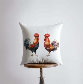 Watercolor Roosters | Gifts | Brid Prints | Bird Decor |Accent Pillow Covers | Throw Pillow Covers | Pillow | Room Decor | Bedroom Decor (Dimensions: 24x24, Cover & Insert: Cover only)